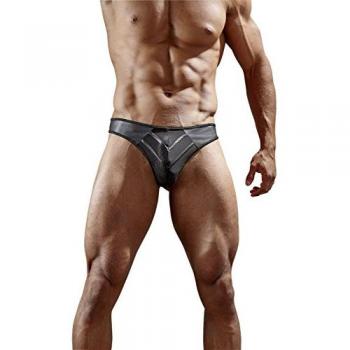 Faux Leather G-String with Sheer Inserts