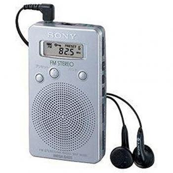 Reproductor de radio portátil Sony SRFM807 (con banda AM/FM, sonido estéreo y función Mega Bass), acabado en plateado