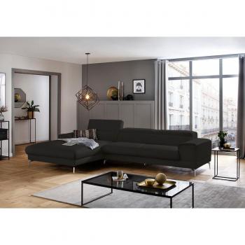 Schwarzes Ecksofa “piedroo” (Longlife Xtra‑Leder Z59) – 343 cm breit