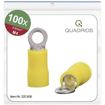 Quadrios 22C456 Partially Insulated Yellow Ring Terminal – 6 mm², 4.3 mm Ø