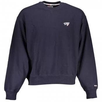 Tommy Hilfiger Blue Cotton Sweater, Long-Sleeved Crew-Neck, Logo