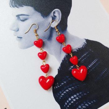 Boucles d'oreilles en zircon cœur avec nœud et chaîne à pampilles amovible 2022