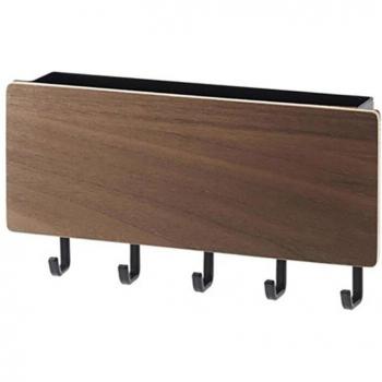 Portallaves de pared con 5 ganchos de madera