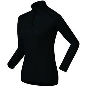Odlo L/S Blusa térmica con cuello de tortuga y cierre a media altura, negro, L (mujer)