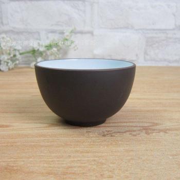Trío de Tazas de Té de Cerámica Púrpura con Caja de Porcelana