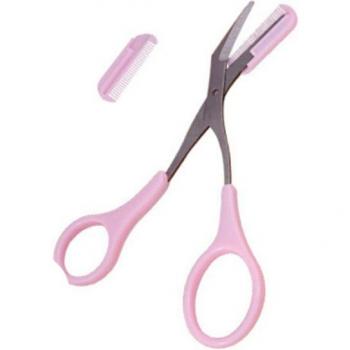 Ciseaux tondeuse à sourcils avec peigne rose