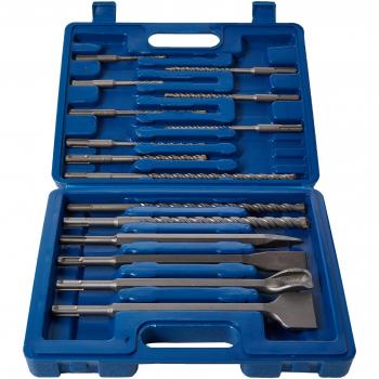 Silverline 196570 Coffret 15 pièces de forets et burins à maçonnerie SDS-Plus