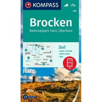 KOMPASS Wanderkarte 455 Brocken Nationalpark Harz Oberharz 1:25.000