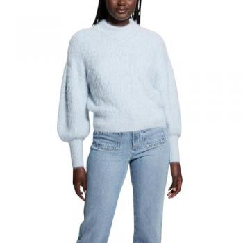 Guess Keyla Light Blue Fleece-Look Pullover Sweater for Women, Size S