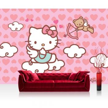 Mädchenkinder‑Vliestapete 400x280 cm – Hello Kitty, Wolke, Flügel