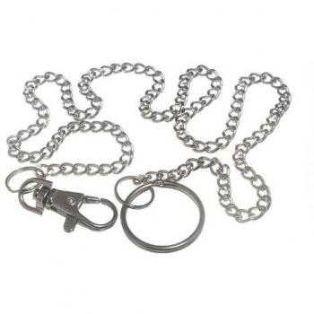 Hipster Jailer Keyring Bundle – 24 Units, Nickel-Plated Steel, Chain & Clip