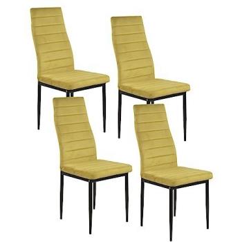 HTI‑Living Möbel: Stühle „Memphis Velvet Curry“ – Set aus vier samtenen Esszimmerstühlen