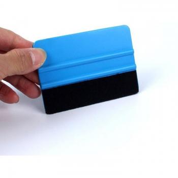 Car Window Ice Remover Scraper with Carbon Fiber and Felt Squeegee Tool 10x7cm