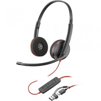 Poly Blackwire 3220 Casque Stéréo USB-C + Adaptateur USB-C/A