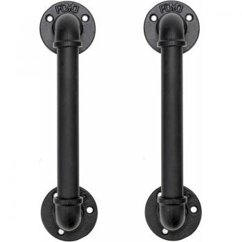 Set of 2 Black Pipe Door Pull Handles