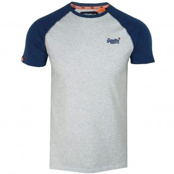 Superdry Herren Label Baseball S/s Tee Pullunder, Grau