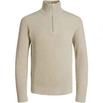 Jack & Jones Beiger Strickpullover mit Stehkragen