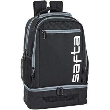 Safta-Bolsa de Deporte con Portazapatos Safta 641956850 Negro Gris 18 L