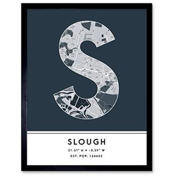 Modern Slough Map Lettered Wall Decor
