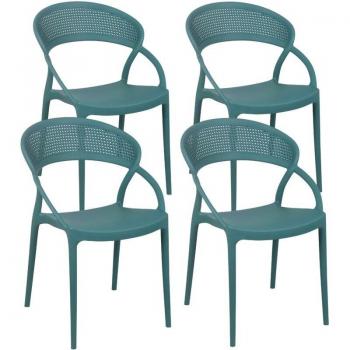 Lot de 4 chaises de jardin vert foncé