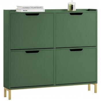 Meuble d’Entrée « Vert Sombre – Bois Fin – 4 Compartiments »