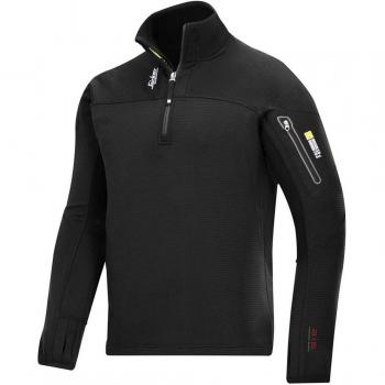 Snickers Body Mapping Troyer XXL Fleece Pullover – ½-Reißverschluss, Schwarz