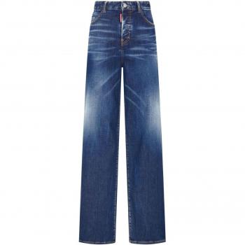 Dsquared2 Women's Blue Distressed Wide Leg Jeans