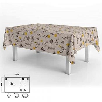 Mantel Hule Rectangulaire PVC 140x250 cm Antimanchas Fleurs Jaunes