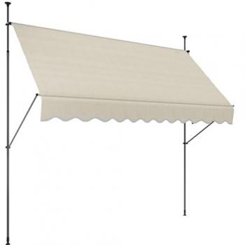 Banne autoportante manuelle inclinable rétractable 3×1,2 m (avancée) × 2,1‑3 H m – sans trous de fixation