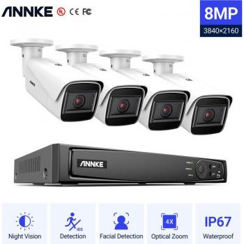 Annke Sannce 8‑Channel 1080p PoE Netzwerksicherheitskit – 6 wetterfeste 2‑Megapixel-IP‑Kameras + Mikrofon