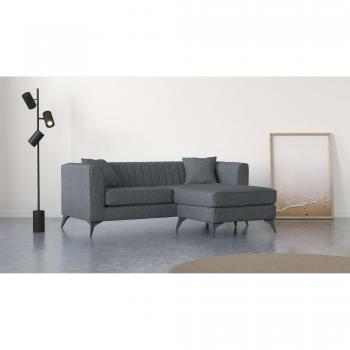 Ecksofa MATTHEW, 201/162/74 cm, für kleine Wohnräume, anthrazit