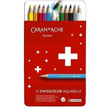 Estuche Metálico Swisscolor con Bandera Suiza – 12 lápices