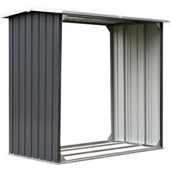 Range bûches vidaXL en acier gris