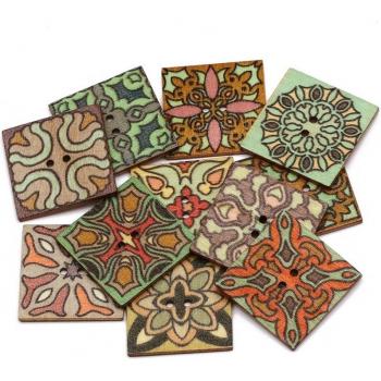 Bolsa de Botones Scrapping DIY 25mm Cuadrado 50 uds