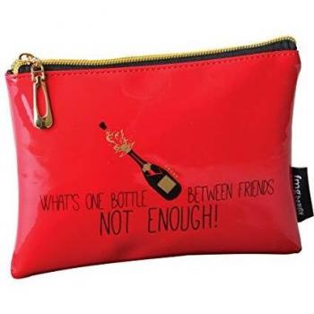 FMG 'WHAT'S ONE BOTTLE BETWEEN FRIENDS!' Cosmetic Bag 17cm x 13cm Glossy Red
