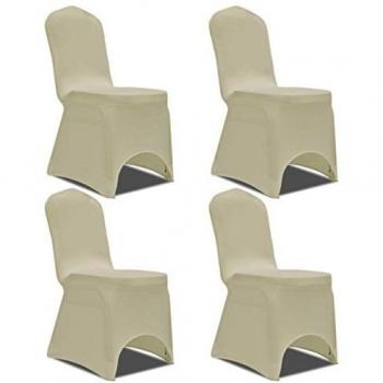 Cream Stretch Chair Cover (4 pieces) from vidaXL