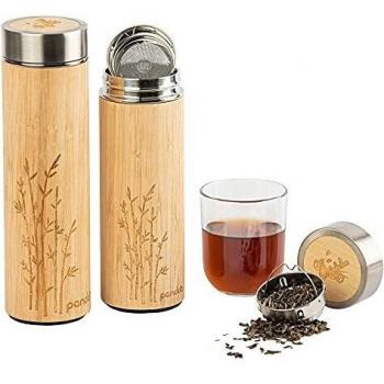 Pandoo 480ml Stainless Steel Bamboo Travel Mug