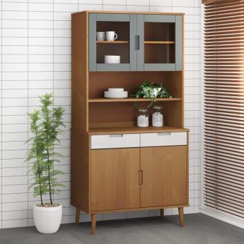 Highboard Top MOLDE Brown 90x35x100 cm Solid Wood Pine vidaXL