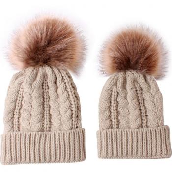 Chapeau d'Hiver Tricoté Mère-Enfant