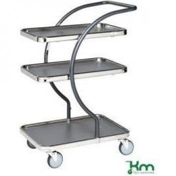Chrome Plated Metal Table Trolley With 3 Solid Shelves