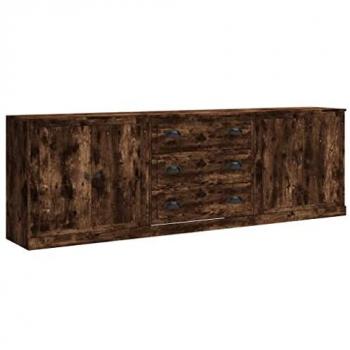 Trio de buffets chêne fumé, bois d'ingénierie Vidaxl