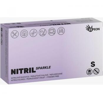 Violet Espeon Nitrile Gants Sparkle Brillance Non Poudrés, S – 100 pièces