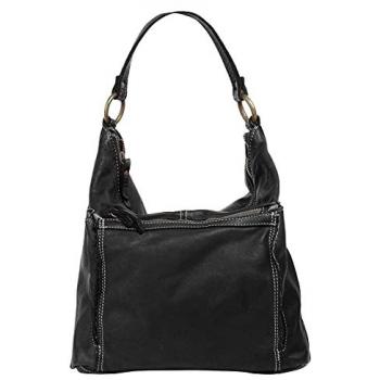 Cluty Shopper Echtleder Damen Schwarz Made in Italy geräumige Schultertasche mit Reißverschluss