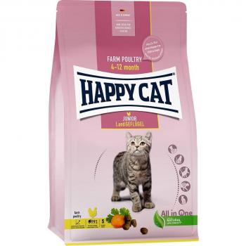 Ensemble Happy Cat Junior volaille fermière 2 x 10 kg, 2 x 4 kg, 2 x 1,3 kg