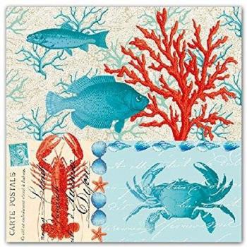 Ambiente Paper Lunch Napkins, Water World, Pack of 20, 6.5 x 6.5