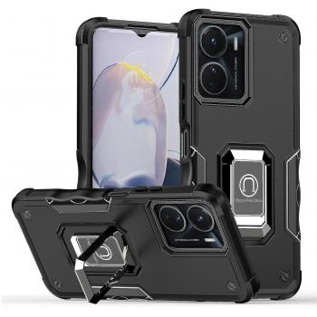Coque solide Vivo Y16 4G – Hard PC TPU noir, béquille incluse