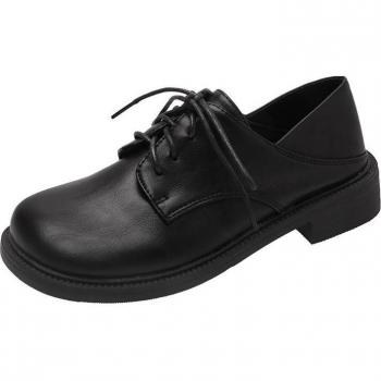 Zapatos de Cuero Mujer Oxford con Plataforma y Tacón Cuadrado para Otoño-Invierno