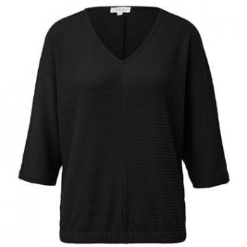 S.Oliver Longsleeve V-Ausschnitt, Fledermausärmel, 3/4-Arm, Struktur, Relaxed Fit