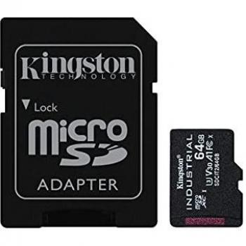Kingston microSDXC Industrial (microSDHC, 64 GB, U3, UHS-I), Speicherkarte, Schwarz