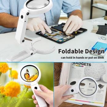 Loupe de table 5X 11X avec 8 LED pour lecture